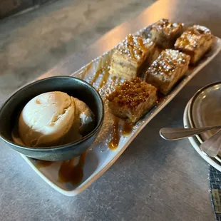 Banana foster bread pudding was tasty but likely try something else next time.