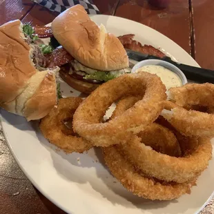 Viking burger, substitute rings for tots or fries!