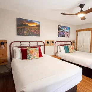 The two bedrooms have two queen beds in the second bedroom