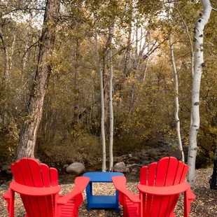 Enjoy relaxing by the creek that flows through the property