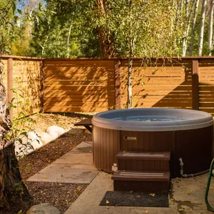 Private hot tub steps from the bedroom door