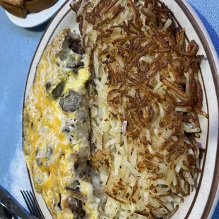 Creekside omelette and hash browns