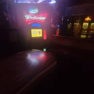 a slot machine in a dark room