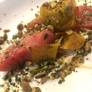 Roasted Beets with farmers cheese and honey