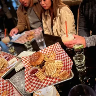 The burgers and fries here were so tasty.
