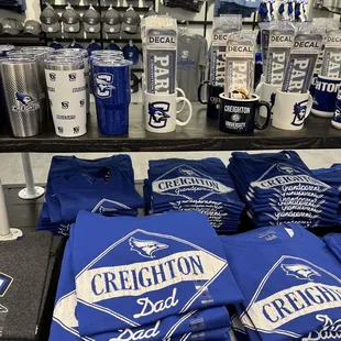 Lots of Creighton merchandise