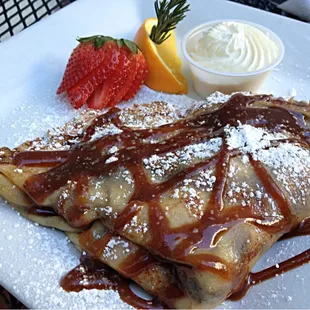 Strawberry banana with nutella crepe. Yum!