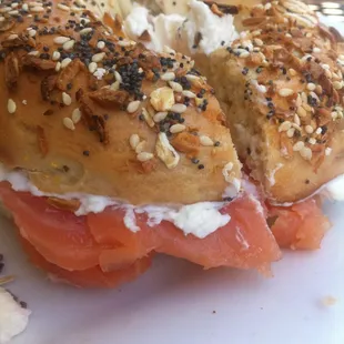 Smoked Salmon with an Everything Bagel. Yummmm