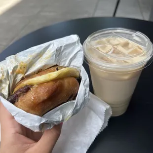 Kickstart sandwich (to go) and a Chai Latte iced