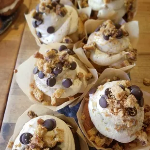 cupcakes with chocolate chips on top