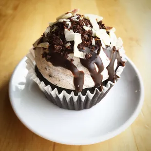 a cupcake on a plate