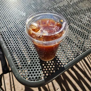 a plastic cup on a table