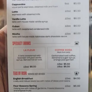 menu