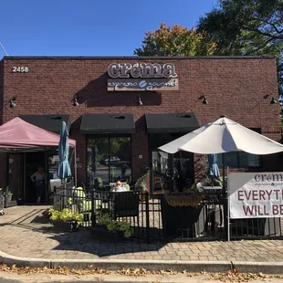 Storefront and patio.