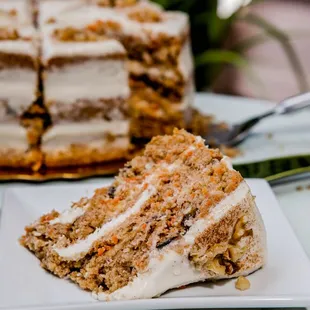 a slice of carrot cake