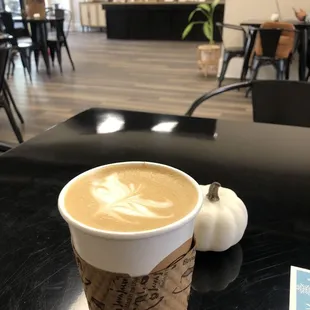 a cup of coffee on a table