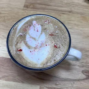 a cappuccino in a mug