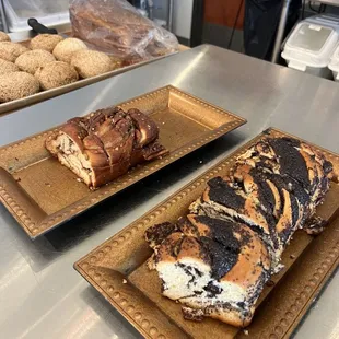 two pastries on plates