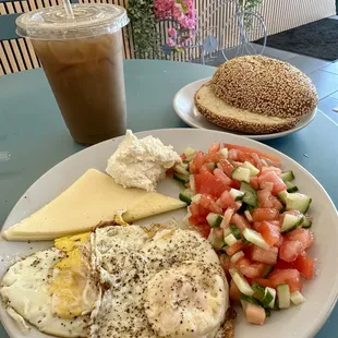 Israeli breakfast plate