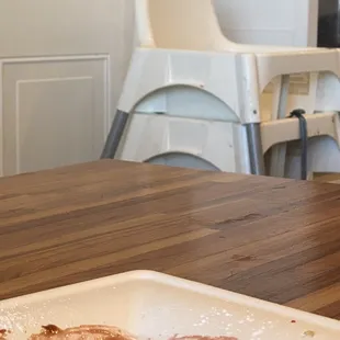 Kids seats with mess all over them