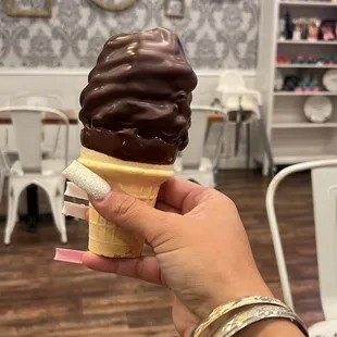 My go to! Raspberry ice cream dipped in dark chocolate