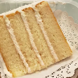 White Cake with chambord filling and white buttercream icing