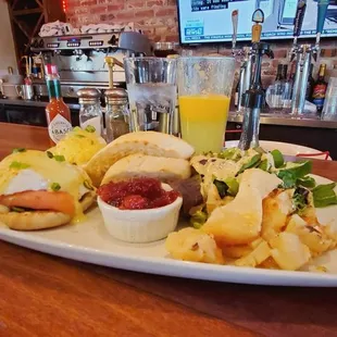 Salmon and Spinach Benedict.