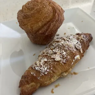 Almond croissant and cruffin