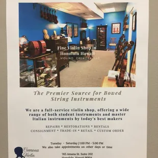 Cremona Violin Hawaii