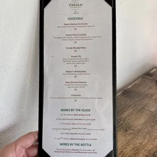 COCKTAILS &amp; WINES Menu on June 23, 2023