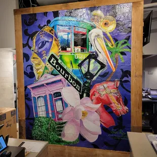 a picture of a painting of a street scene