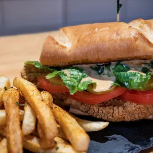 a sandwich and french fries