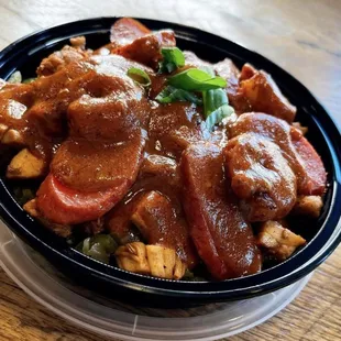 a close up of a bowl of food