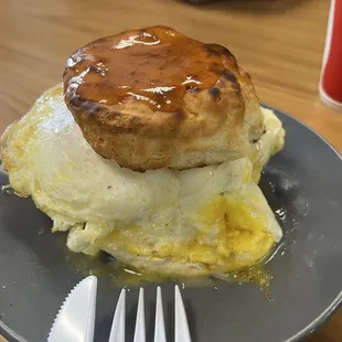 Spicy honey biscuit and egg