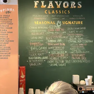 Ice cream menu as of 11/12/22