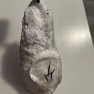 Back of my oyster shell ornament - local artist - J.T.