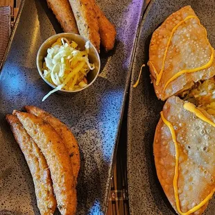 two plates of food on a table