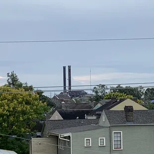View of riverfront factory from roof
