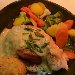 Stuffed Redfish w/Butter Cream Sauce.