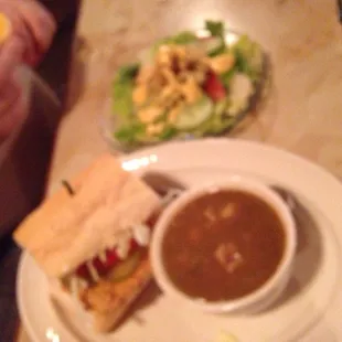 Half sandwich soup and salad combo. A good deal at 12 dollars