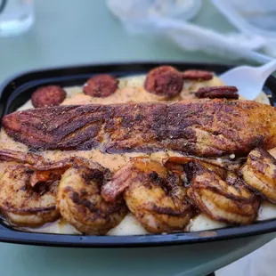 Shrimp and salmon grits