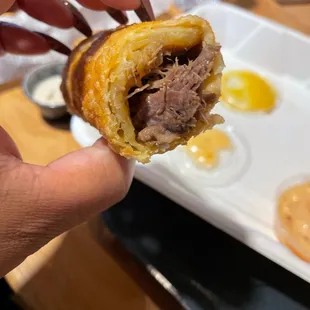 Inside of the goat egg roll