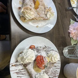 Peach Cinnamon Crepe and Fruit Lover Crepe