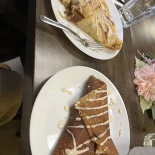 Sunrise Crepe and Egg, Potato, and Turkey Bacon Crepe