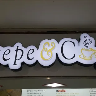 crepe and cup signage