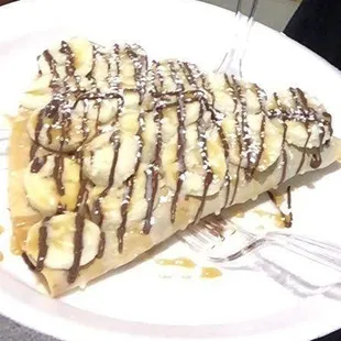 Bananas on top Nutella Crepe