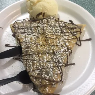 Sweet Banana Fruit Crepe + Strawberries &amp; Ice Cream