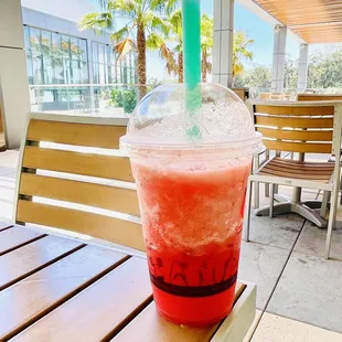 a cold drink on a table