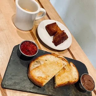 Nutella Toast and Crispy Pork Bellywith Coffee