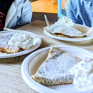 S'mores, banana Nutella, &amp; Cinnamon Sugar Crepé.